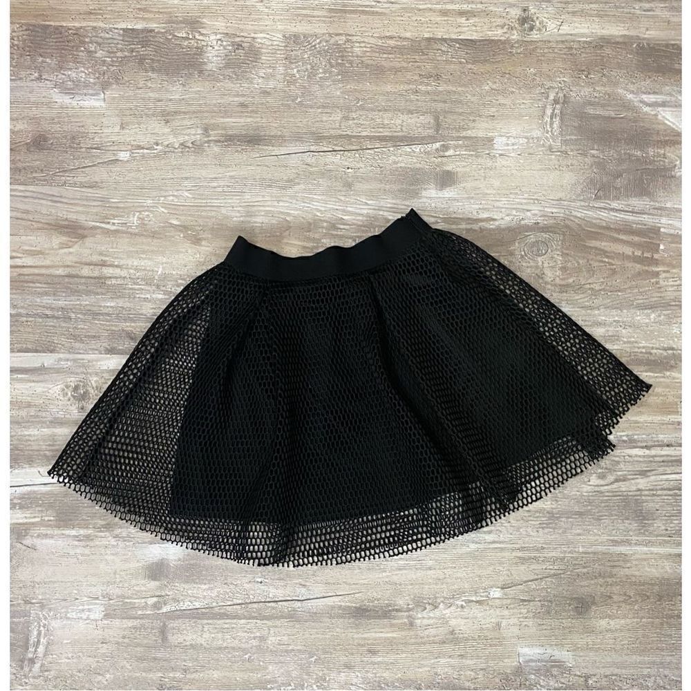 Point Black Lined Mesh Overlay Mini Skirt Hidden Side Zip Size Small